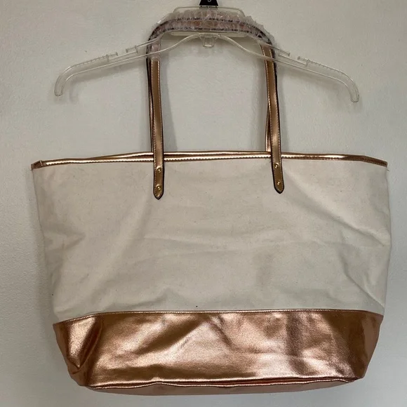 Victoria's Secret Cream and Rose Gold Tote Bag - Picture 3 of 3